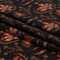 1 Yard Linen and Rayon Woven Black and Orange Floral Print Fabric